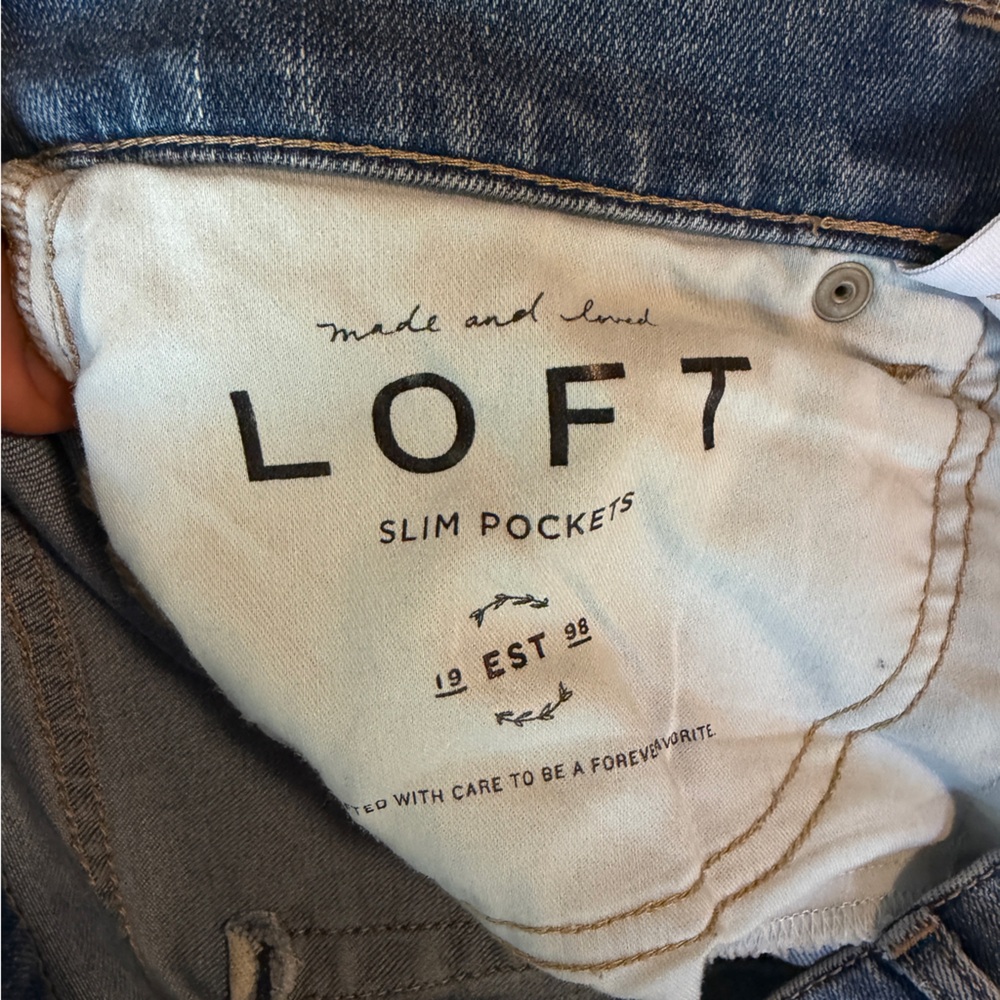LOFT Women Skinny Crop Light Blue Slim Pocket Denim Jeans Size 28/6 - Picture 4 of 10